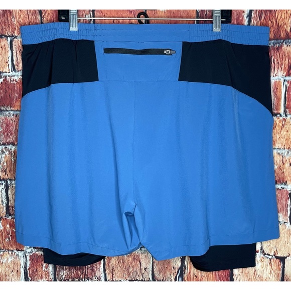NWT VEOBIKE Men XXL Quick Dry Running Cycling Workout Blue Shorts 2 in 1 Stretch - Picture 4 of 5